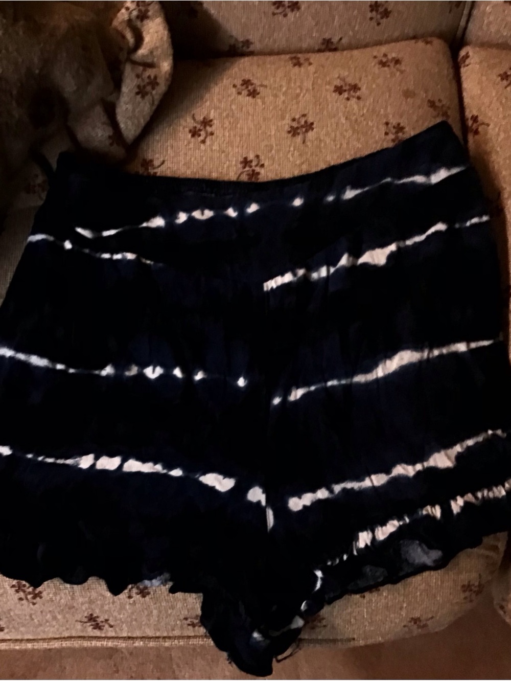 Source Unknown Navy and White Tie-Dye Bermuda Shorts